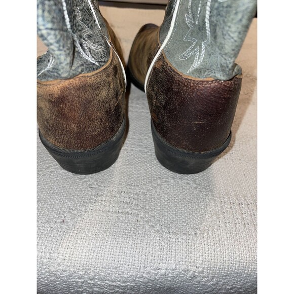 Old West Western Boots Womens Size 6.5 Medium Brown Gray Leather Pull On Cowgirl - Picture 10 of 12